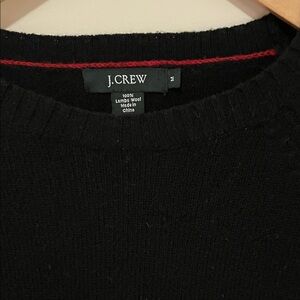 J. Crew Black Crewneck Sweater with Red Neckline Detail